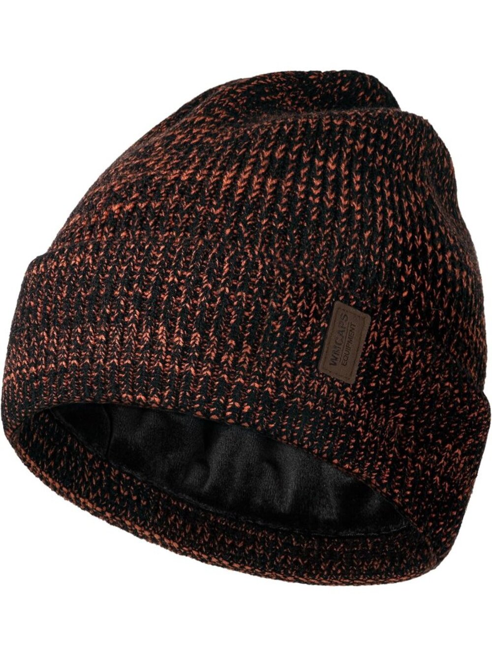 Unisex Black Orange Winter Beanie For Soft Fleece Lined Knit Ski Hat Warm Cap